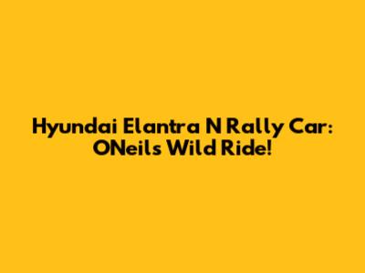 Hyundai Elantra N Rally Car: O'Neil's Wild Ride!