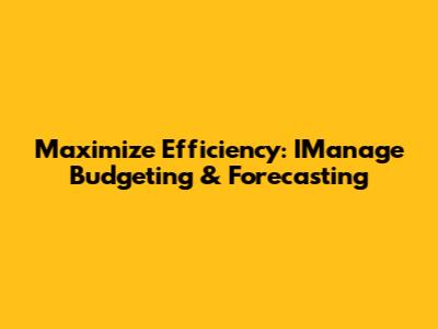 Maximize Efficiency: IManage Budgeting & Forecasting